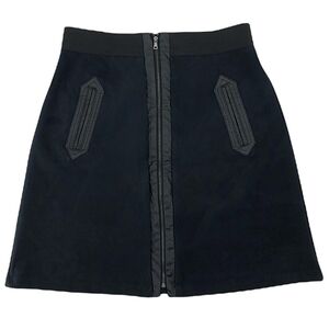 eci New York Women's M Black Vegan Suede Leather Skirt w/ Pockets RN# 148730